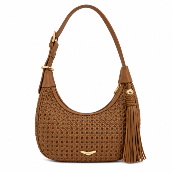 Bolsa Feminina Via Marte Pequena Canoa Tressê Vazado B1-407