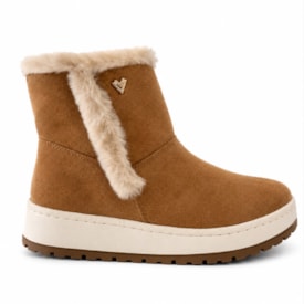 Bota Casual Feminina Camurça com Pelo Cano Baixo Flatform Via Marte