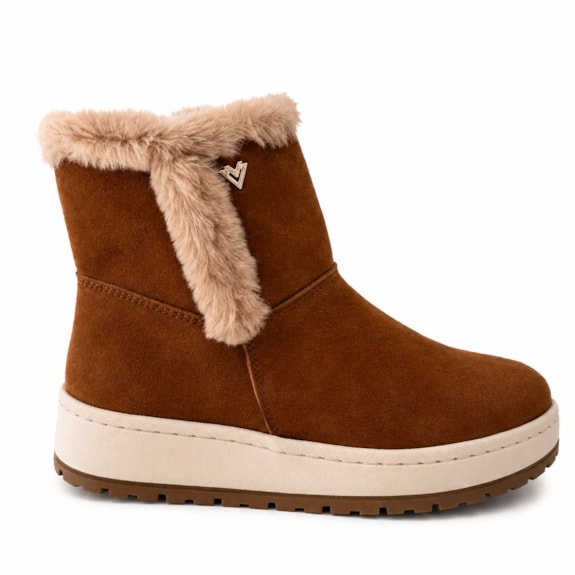 Bota Casual Feminina Camurça com Pelo Cano Baixo Flatform Via Marte