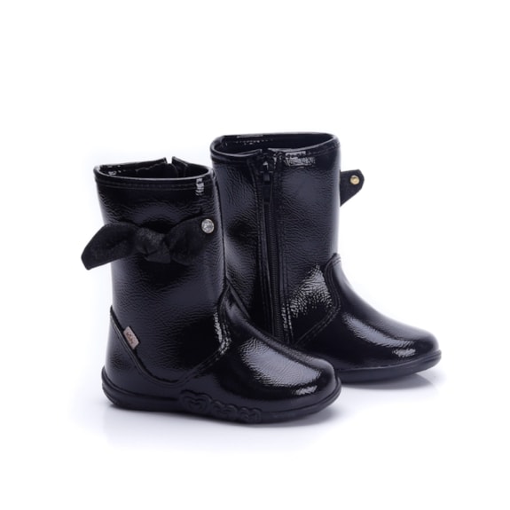 Bota Feminina Infantil Kidy Baby Verniz - PRETO