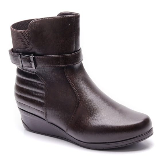 Bota Feminina Mooncity Salto Anabela com Fivela 71105