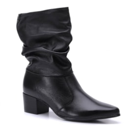 Bota Feminina Pegada Salto Bloco Slouch Couro 280901