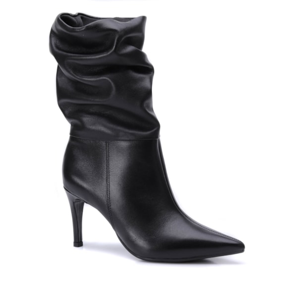 Bota Feminina Via Marte Salto Fino Slouch Couro 345-006