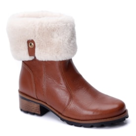 Bota Pegada Couro Com Pelo Feminina