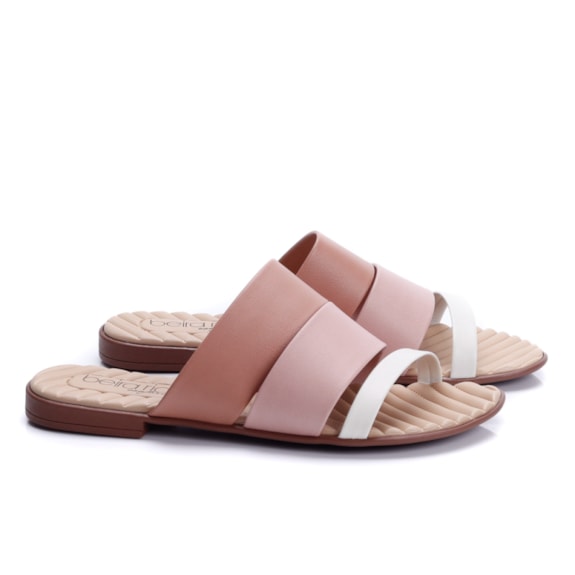 Chinelo Tamanco Slide Moleca Feminino - NUDE/ROSA