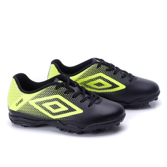 Chuteira Society Umbro Masculina Game Jr - PRETO/LIMAO