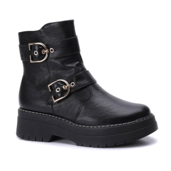 Coturno Feminino Piccadilly Flat Form com Fivelas 318018 N