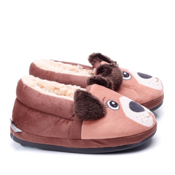 Pantufa Fenix Infantil coto 2D - MARROM CLARO