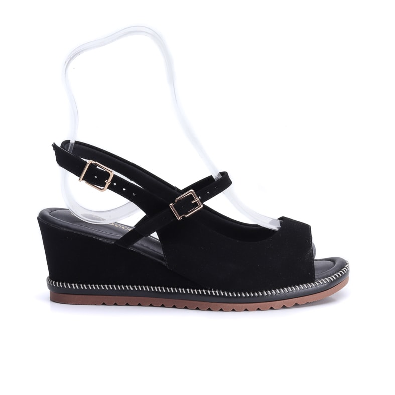 Sandália Anabela com Fivela Bebecê Nobuck T 5838-184 N - Andaraki