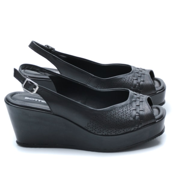 Sandália Anabela Feminina Bottero Couro 365942 Andaraki