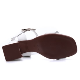 Sandália Bloco Feminina Bebecê Napa T 6030-123 N Branco