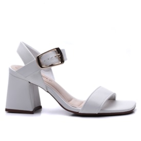 Sandália Bloco Feminina Bebecê Napa T 6030-123 N Branco