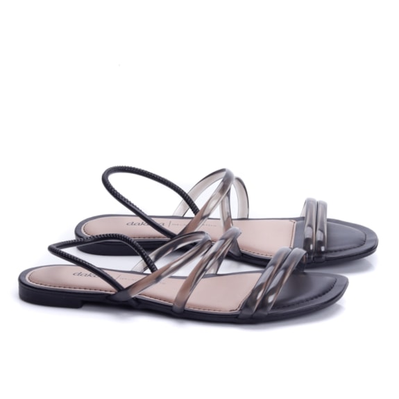 Sandália Dakota Rasteira Transparente Feminina PRETO Andaraki