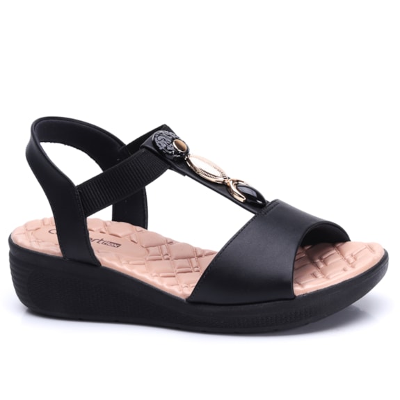 Sandália Feminina Comfortflex Anabela Salomé com Pedras 25-86404
