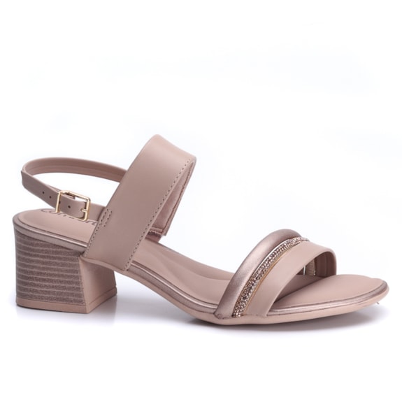 Sandália Feminina Comfortflex Salto Baixo com Brilho 25-56403