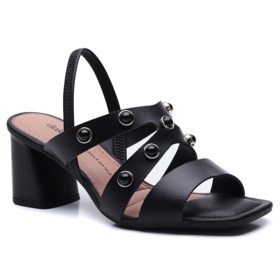 Sandália Feminina Dakota Salto Bloco com Pedras Y9202