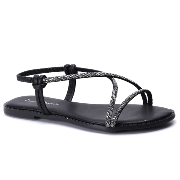 Sandália Feminina Luiza Beatriz Rasteira com Brilho F 1702