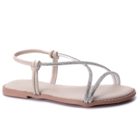 Sandália Feminina Luiza Beatriz Rasteira com Brilho F 1702