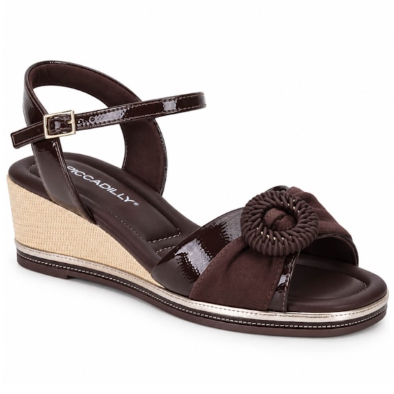 Sandália Feminina Piccadilly Anabela Verniz 409081