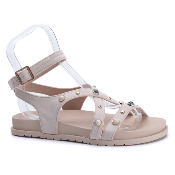 Sandália Feminina Via Marte Rasteira com Pedras 174-016