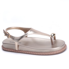 Sandália Feminina Via Marte Rasteira Dedo Metalizado 315-001