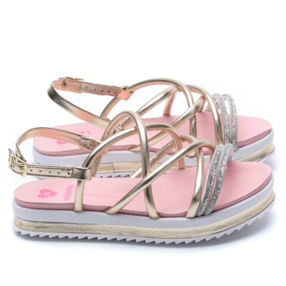 Sandália Infantil Tiras c/ Brilho Molekinha Feminina