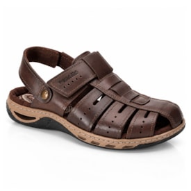 Sandália Masculina Fechada Pegada Couro 165404