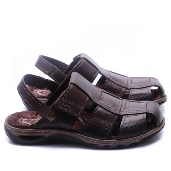 Sandália Masculina Pegada Couro Velcro 131669