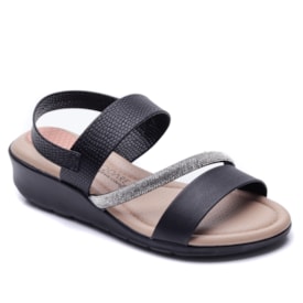 Sandália Modare Feminina Anabela Calce Fácil Preto-Cristal