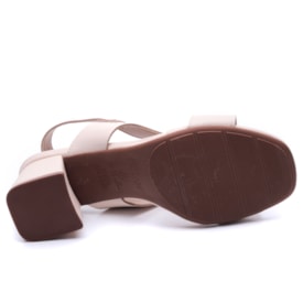 Sandália Modare Salto Bloco com Pedras 7172.127 Creme