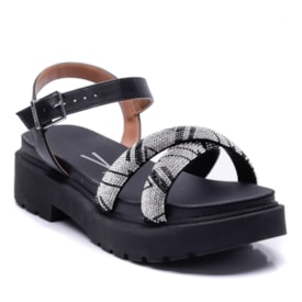 Sandália Papete Feminina Vizzano Flatform com Brilho 6499. 114