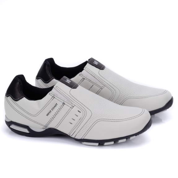 Sapatenis West Coast Masculino Slip On GELO/PRETO Andaraki