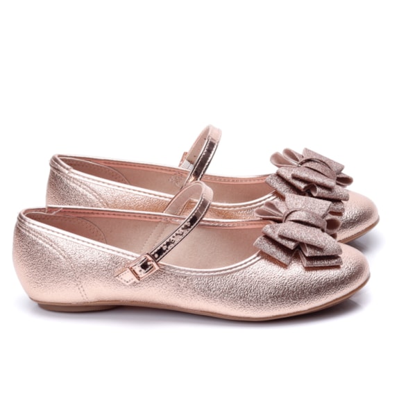 Sapatilha Laço Molekinha Infantil Feminina OURO ROSADO Andaraki