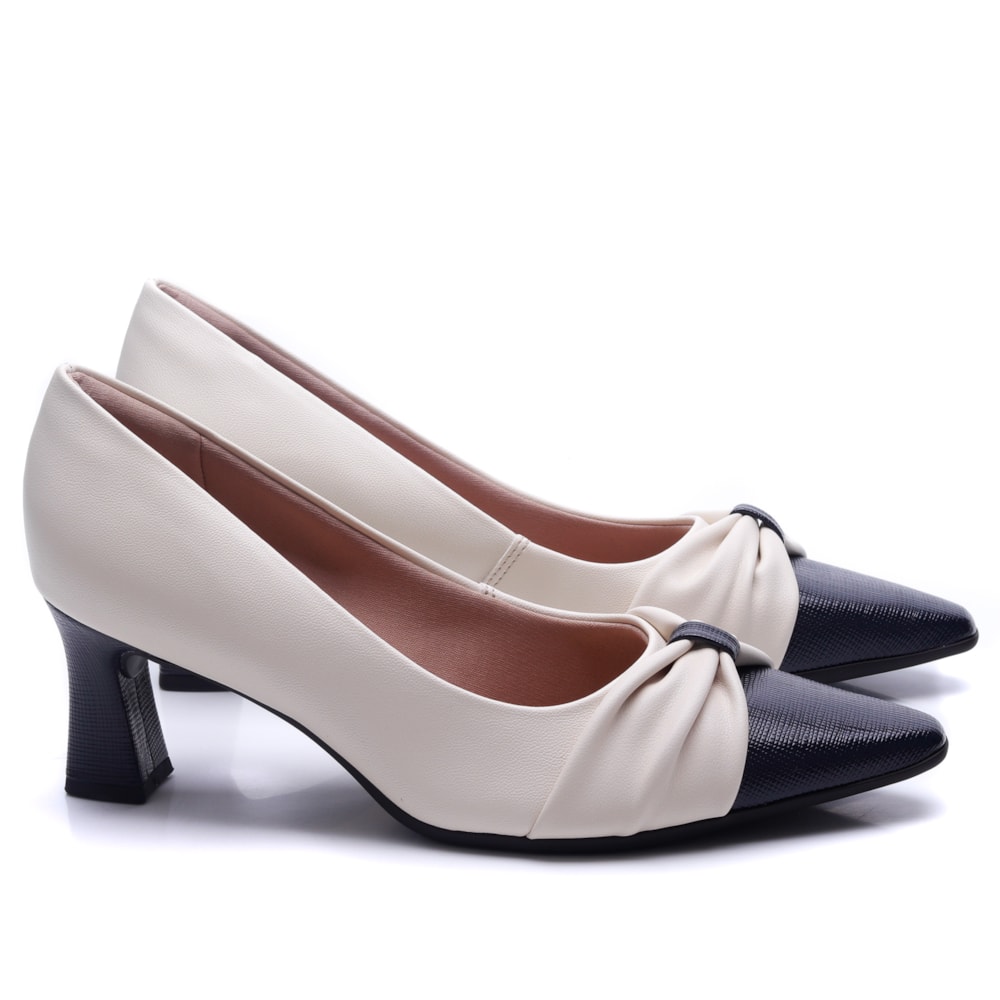 Sapato Social Salto Médio Feminino Piccadilly Bicolor - Andaraki