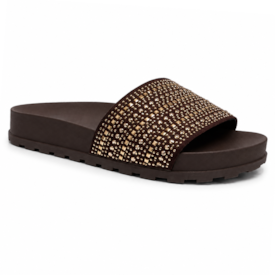 Tamanco Feminino Moleca Slide Camurça com Brilho 5436.452
