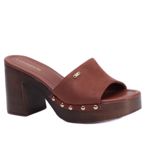 Tamanco Feminino Via Marte Plataforma Camurça 311-002
