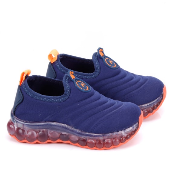 Tênis Botinho Infantil Lycra Baby LED Masculino - MARINHO
