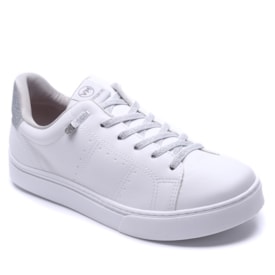 Tênis Casual Feminino Via Marte com Glitter 016-002 Branco Prata