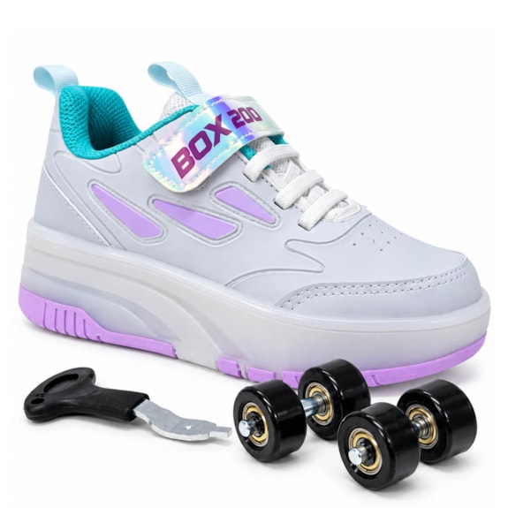 Tênis Feminino Box 200 de Rodinha com LED BK 2503 F