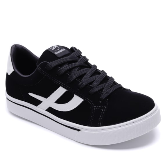 Tênis feminino Street Casual Nobuck Via Marte 016-012 N Preto