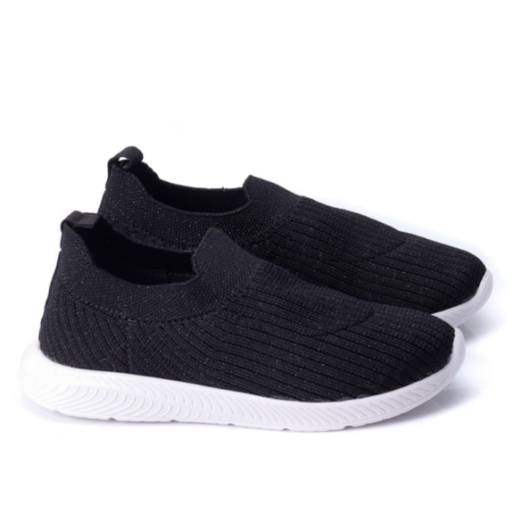 Tênis Infantil Feminino Slip On Molekinha PRETO Andaraki