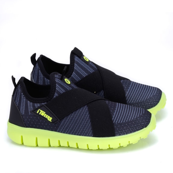 Tênis Infantil Masculino Slip On ITweens - PRETO/LIMAO