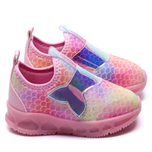 Tênis Infantil Menina Novopé Sereia com Luz 90001390 Andaraki