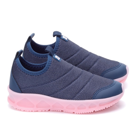 Tênis Infantil NovoPé Led Feminino - MARINHO/ROSA BB