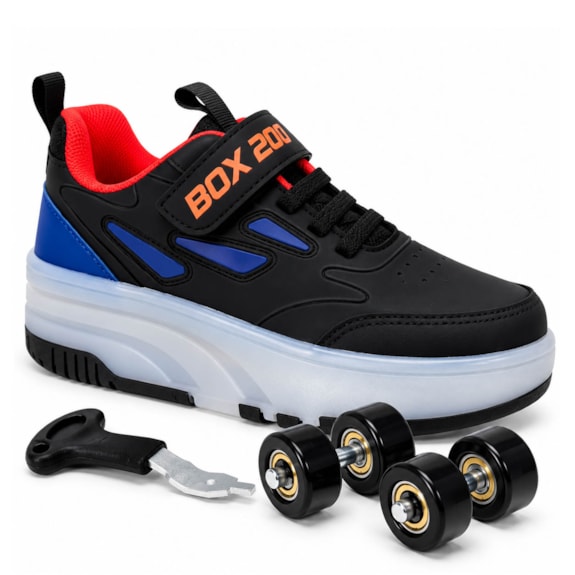 Tênis Masculino Box 200 de Rodinha com LED BK 2503