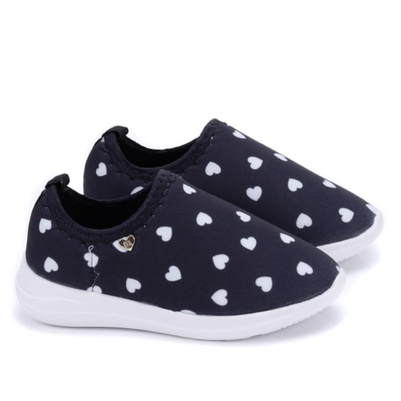 Tênis Molekinha Slip On Lycra Infantil Feminino - PRETO/BRANCO