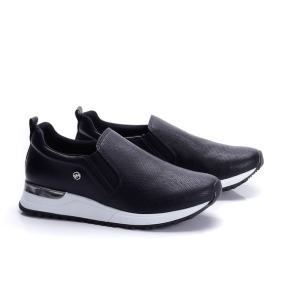 Tênis Slip On Via Marte Feminino - PRETO/PRATA VELHO